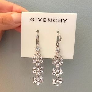 Givenchy Crystal / Silver linear drop earrings NWT
